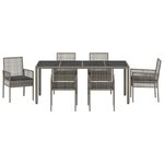 vidaXL Ensemble de salle à manger de 7 pièces avec coussins Gris Poly Rattan