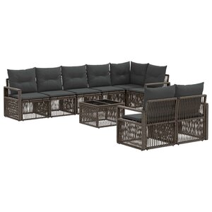vidaXL Ensemble de canapé de jardin 9 Pièces Gris polyrotin