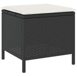 Ensemble de salle à manger de jardin 3 pièces avec coussins en poly rotin noir et acacia