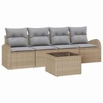 vidaXL Ensemble de canapé de jardin 5 Pièces Beige 55 x 55 x 37 cm