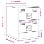 vidaXL Tables de chevet 2 Pièces jaune 34 5x39x44 cm acier