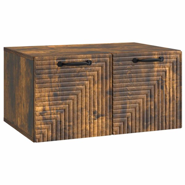 vidaXL Meuble TV mural Chêne fumé 59 5 x 41 x 30 cm Bois d'ingénierie