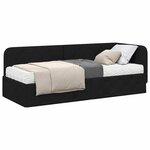 vidaXL Cadre de lit d'angle avec matelas Noir 80 x 200 cm tissu