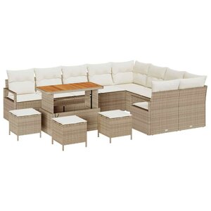 vidaXL Ensemble de canapé de jardin 13 Pièces Beige polyrotin