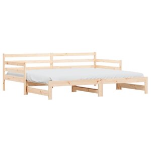 vidaXL Lit de jour et lit gigogne sans matelas 90x200 cm bois massif