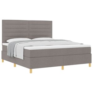 vidaXL Lit à ressorts avec matelas Taupe 180 x 200 cm tissu