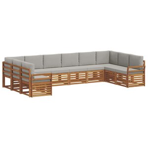 vidaXL Ensemble de canapés d'extérieur 10 pc Gris Naturel et Clair