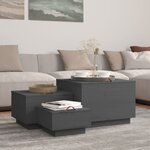 vidaXL Boîtes de rangement et couvercles 3 Pièces Gris Bois massif de pin