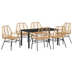 vidaXL Ensemble de salle à manger de jardin de 7 pièces marron poly rotin