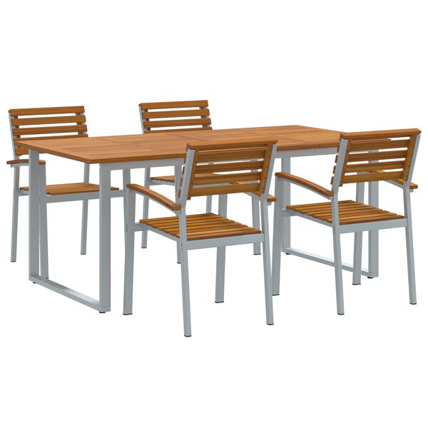 vidaXL Ensemble de salle à manger de jardin 5 pièces en bois d'acacia massif et métal