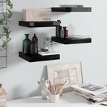 vidaXL Étagère murale flottante 4 Pièces Noir brillant 23x23 5x3 8 cm MDF