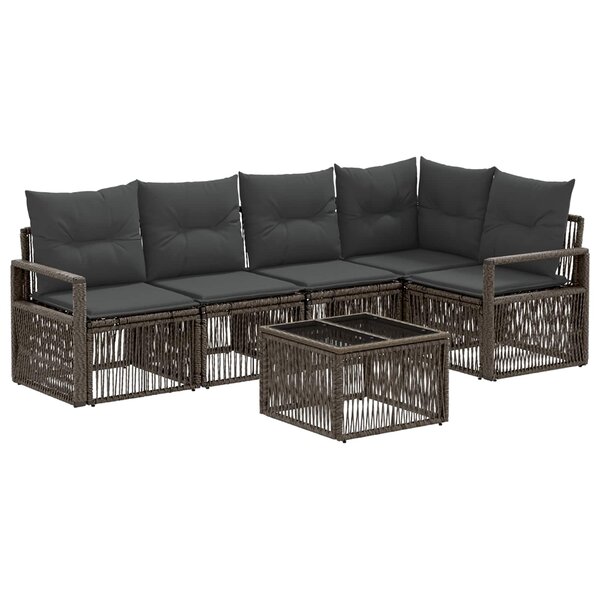 vidaXL Ensemble de canapé de jardin 6 Pièces Gris polyrotin