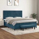 vidaXL Sommier à lattes de lit et matelas Bleu foncé 160x200cm Velours