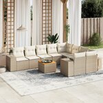 vidaXL Salon de jardin avec coussins 10 Pièces beige résine tressée
