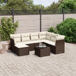 vidaXL Salon de jardin 8 Pièces avec coussins marron résine tressée
