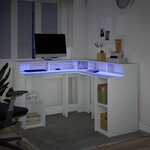 vidaXL Bureau avec lumières LED blanc 130x130x91 cm bois d'ingénierie