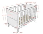 Ensemble Chambre eva lit bébé 60x120 + commode + plan à langer + armoire 3 portes blanc