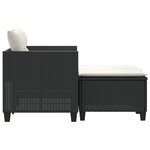 vidaXL Canapé de jardin 2 places avec tabourets noir résine tressée