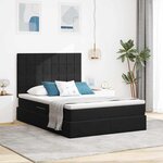 vidaXL Lit de rangement LED avec matelas Noir 140 x 190 cm Velours