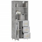 vidaXL Buffet haut Gris béton 69 5x34x180 cm Bois d'ingénierie