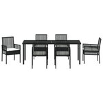 vidaXL Ensemble de salle à manger de jardin 7 pièces avec coussins Noir Poly Rotin