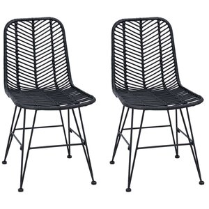 vidaXL Chaise de salle à manger 2 Pièces Noir 44 x 47 x 85 cm