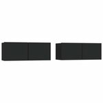 vidaXL Meubles TV 2 Pièces Noir 80x30x30 cm Bois d'ingénierie