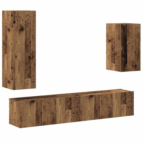 vidaXL Ensemble de meuble TV mural 4 Pièces vieux bois bois d'ingénierie