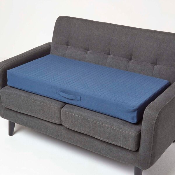Coussin d'assise déhoussable pour canapé 2 places en coton  Bleu marine - HOMESCAPES