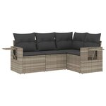 vidaXL Salon de jardin 4 Pièces avec coussins gris clair résine tressée