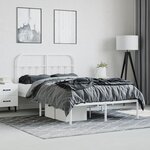 vidaXL Cadre de lit métal avec tête de lit blanc 120x200 cm