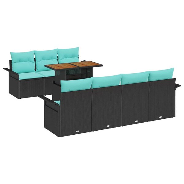 vidaXL Ensemble de canapé de jardin 8 Pièces Noir Poly rotin