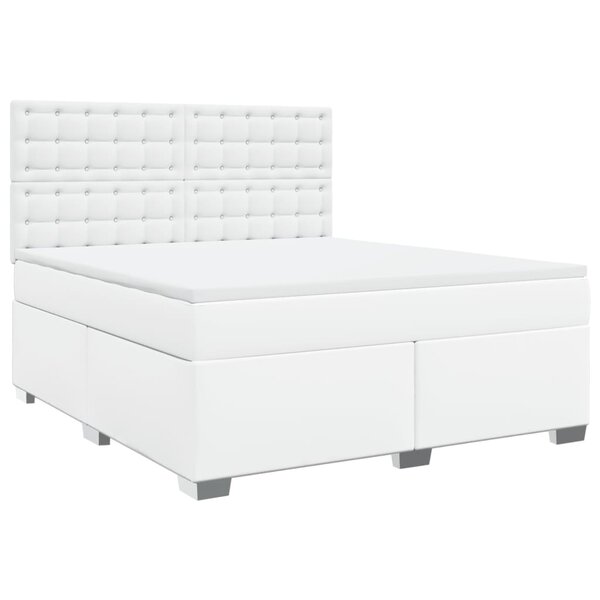 vidaXL Sommier à lattes de lit avec matelas Blanc 180x200cm Similicuir