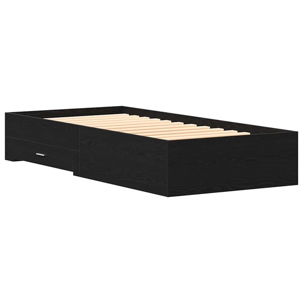 vidaXL Lit Noir Chêne 100x200 cm Bois d'ingénierie