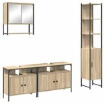 vidaXL Ensemble de mobilier de salle de bain 4 Pièces Chêne sonoma Moyen