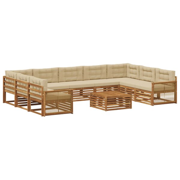 vidaXL Ensemble de canapés d'extérieur 10 pc Naturel et Beige