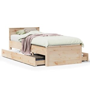 vidaXL Cadre de lit sans matelas avec tête de lit 90x190 cm pin massif