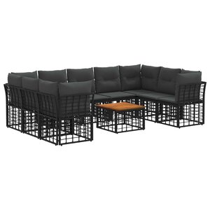 vidaXL Ensemble de canapés d'extérieur 10 Pièces Noir et Gris foncé