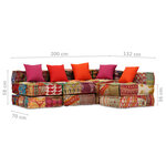 vidaXL Pouf modulaire à 4 places Patchwork Tissu