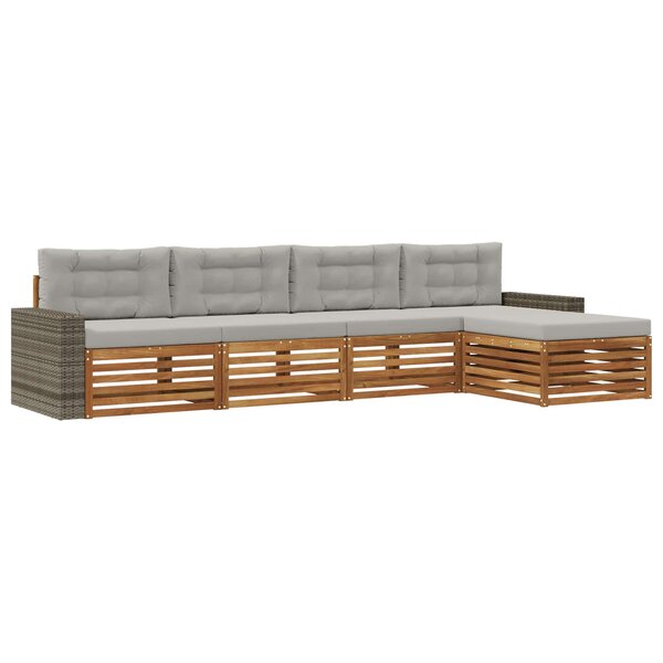 vidaXL Ensemble de canapés d'extérieur 5 pc Naturel et gris clair