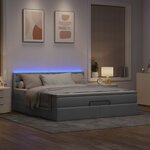vidaXL Lit ottoman avec matelas et LED Gris clair 180x200 cm tissu