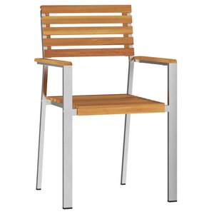vidaXL Chaise de jardin 2 pc Bois d'acacia massif et acier inoxydable