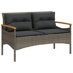 vidaXL Salon de jardin 4 Pièces avec coussins gris résine tressée