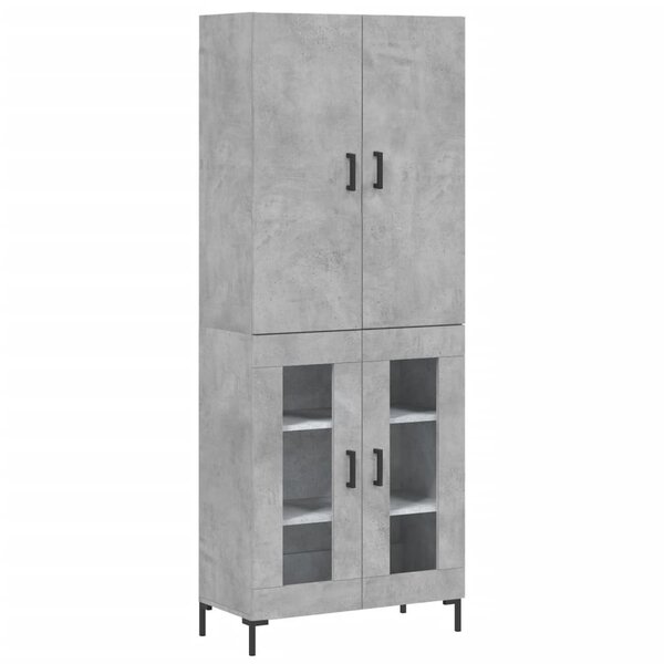 vidaXL Buffet haut Gris béton 69 5x34x180 cm Bois d'ingénierie