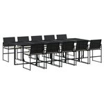 vidaXL Ensemble à manger de jardin 11 Pièces coussins noir résine tressée