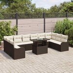 vidaXL Ensemble de canapé de jardin 11 Pièces Marron Poly rotin
