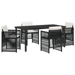 Ensemble de salle à manger jardin vidaXL 5 pièces avec coussins en poly rotin noir