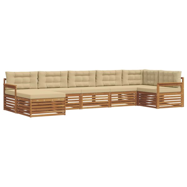 vidaXL Ensemble de canapés d'extérieur 7 pc Naturel et Beige