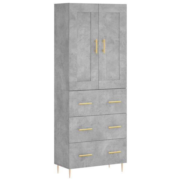 vidaXL Buffet haut Gris béton 69 5x34x180 cm Bois d'ingénierie