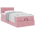 vidaXL Cadre de lit ottoman avec matelas rose 90x200 cm velours